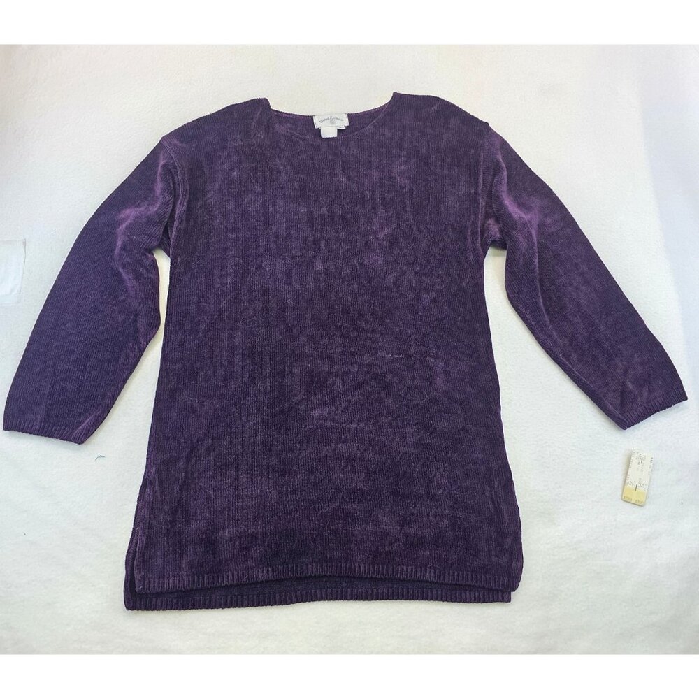Vintage United Knitwear Small Oversized Sweater Purple Deadstock USA Lagenlook